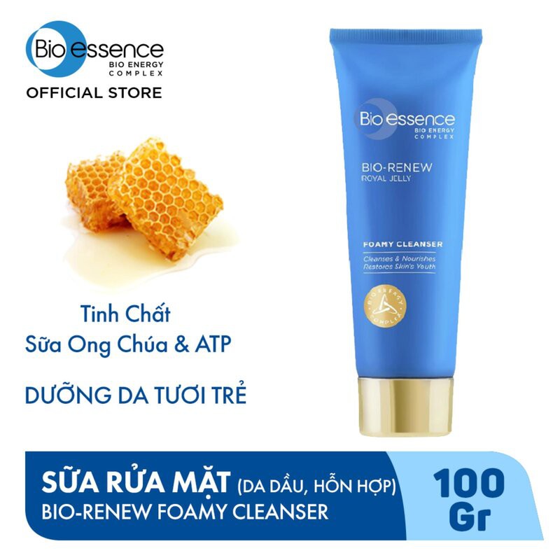 Sữa Rửa Mặt Bio-essence Dưỡng Ẩm Dành Cho Da Dầu Nourishing Foamy Cleanser Royal Jelly + 100g