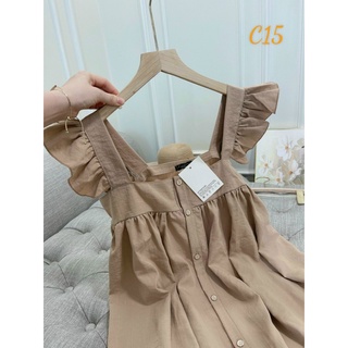Đầm 2 dây cổ vuông có cúc