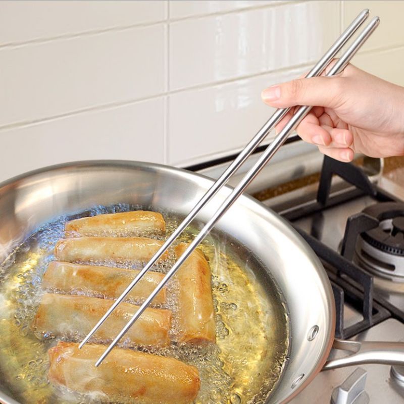 đũa chiên xào INOX 304 dài 36cm,  đôi đũa xào nấu inox cao cấp chống nóng khi sử dụng