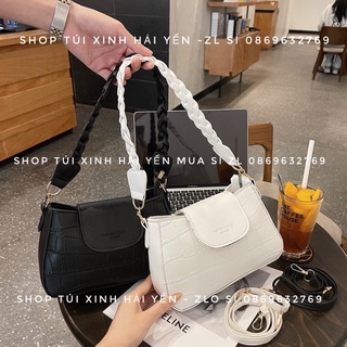 Túi đeo vai, đeo chéo quai sam da rắn bản 2 dây