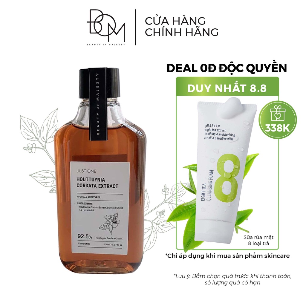 Nước hoa hồng - Nước Thần B.O.M Just One Tinh Chất Diếp Cá 92,5% Houttuynia Cordata Extract 150ml
