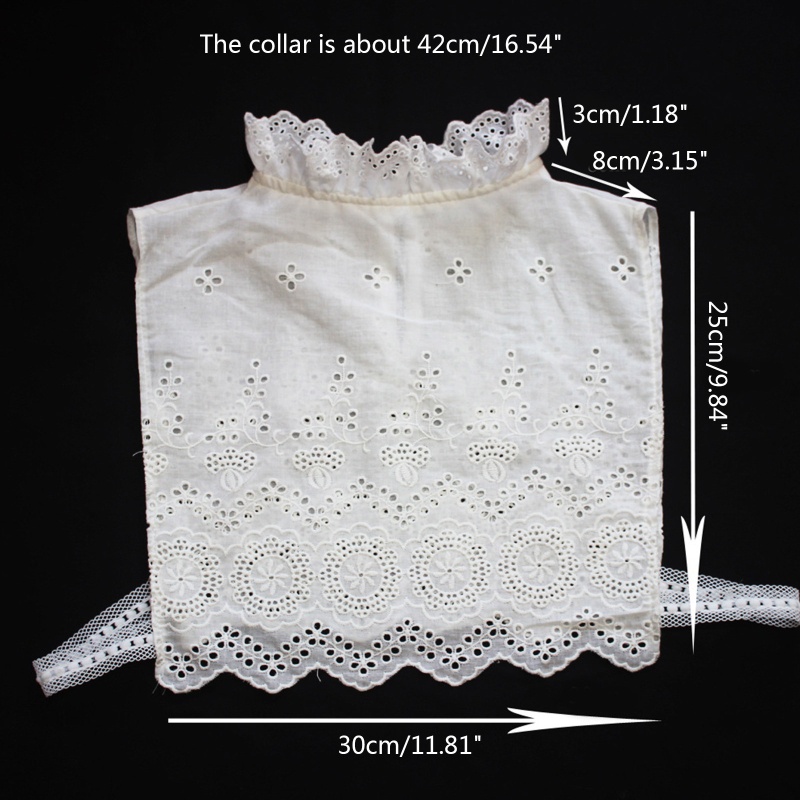 Han Áo Kiểu Chui Đầu Giả Cổ Đứng Xếp Nếp Phối Ren Rỗng Thêu Hoa Có Thể Tháo Rời Cho Nữ Ha