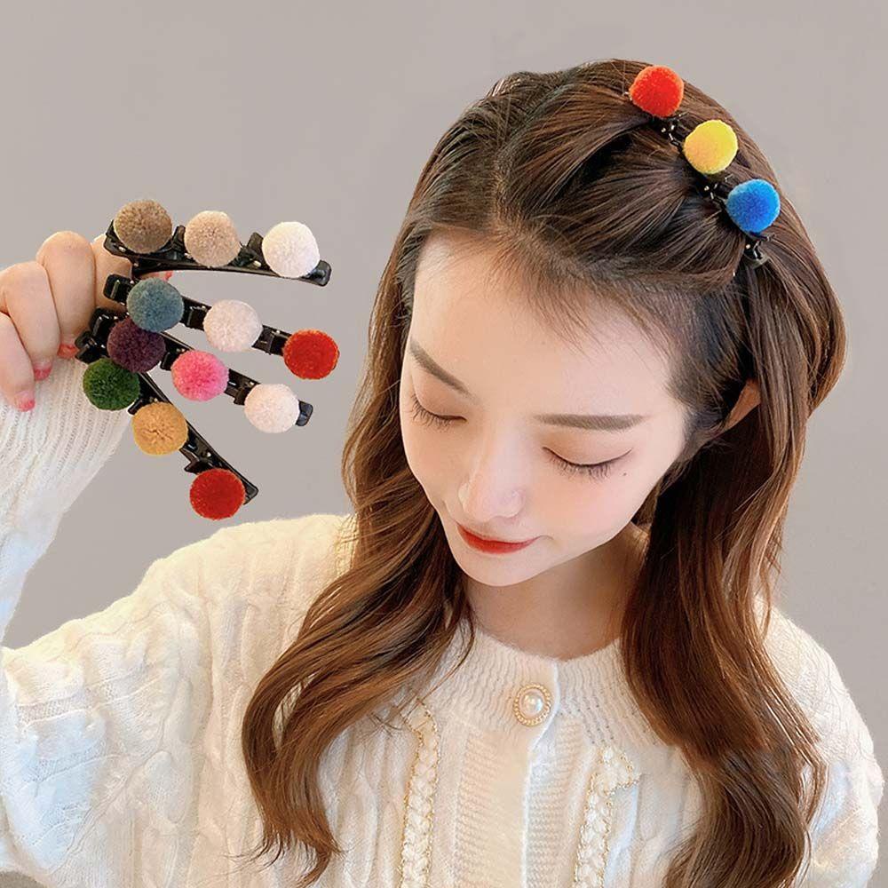 Kẹp Tóc Mái Đính Bóng Lông Nhung Phong Cách Hàn Quốc Thanh Lịch
