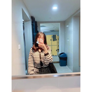 Áo Cardigan len dáng ngăn cổ Tim