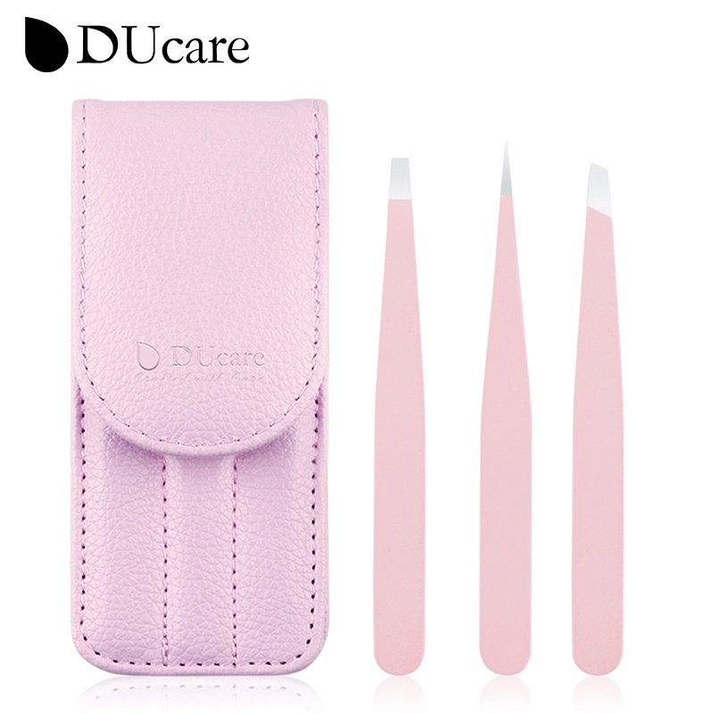 DUCARE Set 3 Nhíp Nhổ Lông Mày Chuyên Nghiệp Bằng Thép Không Gỉ