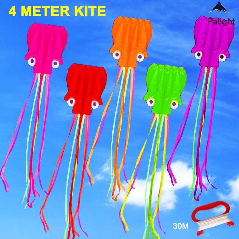 Diều hình bạch tuộc dễ thả kích thước lớn 4m có thể xếp gọn được kèm 30m dây thả diều