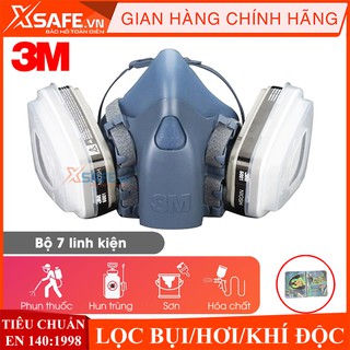 Bộ mặt nạ phòng độc 3M 7502 7 món - Mặt nạ chống độc - chống bụi - Mặt nạ phun sơn chống hóa chất (3M6001)