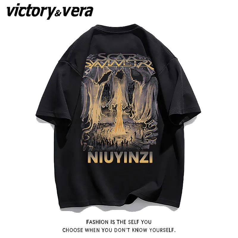 Áo Thun Ngắn Tay Form Rộng Phong Cách Âu Mỹ Cổ Điển Dành Cho Cả Nam Và Nữ