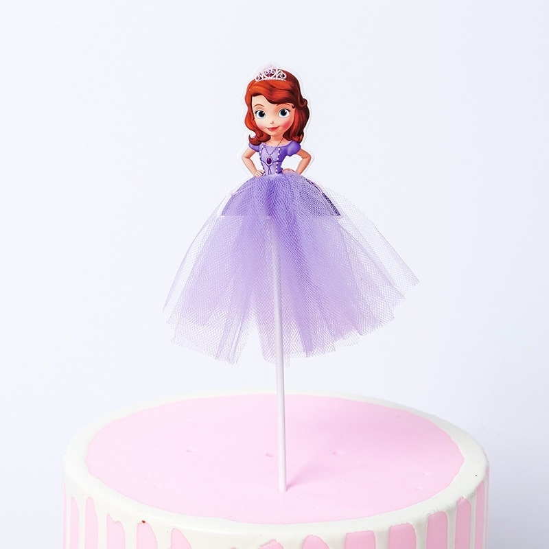 DISNEY 1 Topper trang trí bánh kem sinh nhật hình công chúa Elsa 13cm