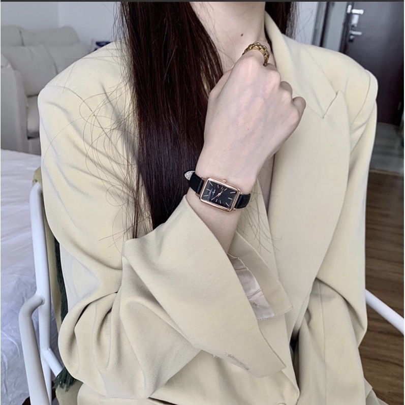 Đồng Hồ Nữ Chính Hãng SIGIN Mặt Vuông, Dây Da Cao Cấp Cực Hot