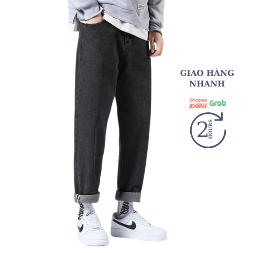 Quần baggy nam ống suông, quần Jean ống rộng nam chuẩn thiết kế hàn quốc