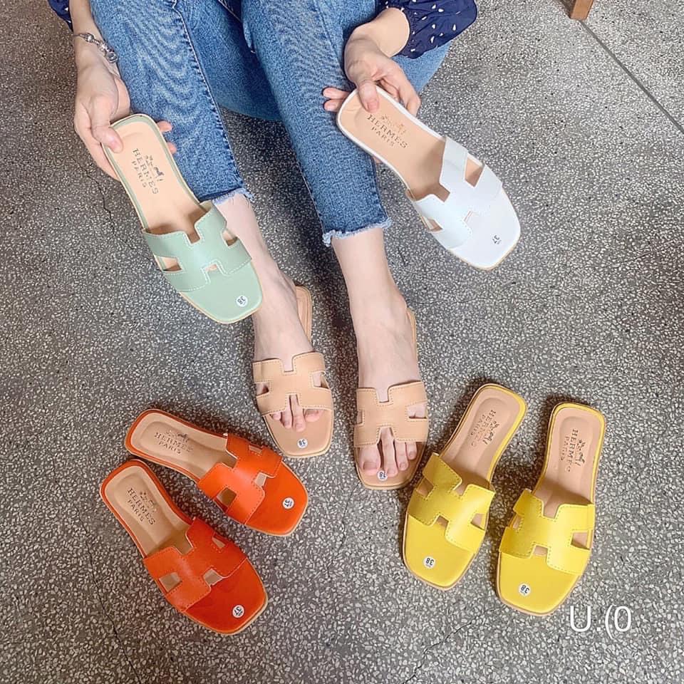 Dép quai ngang nữ chữ H da sần  đế lót về nhiều màu siêu đẹp cực êm chân size 35-39