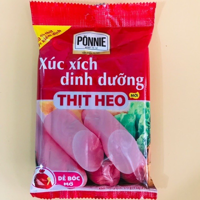 Xúc Xích Dinh Dưỡng Thịt Heo Ponnie gói 175g (5cây *35g)