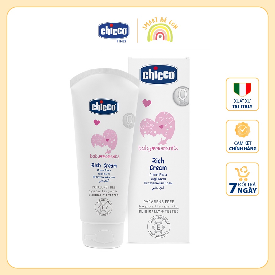 Kem dưỡng ẩm Chicco chứa Omega và vitamin E 100ml