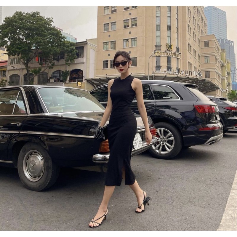 HÌNH THẬT- Đầm body sát nách sang chảnh