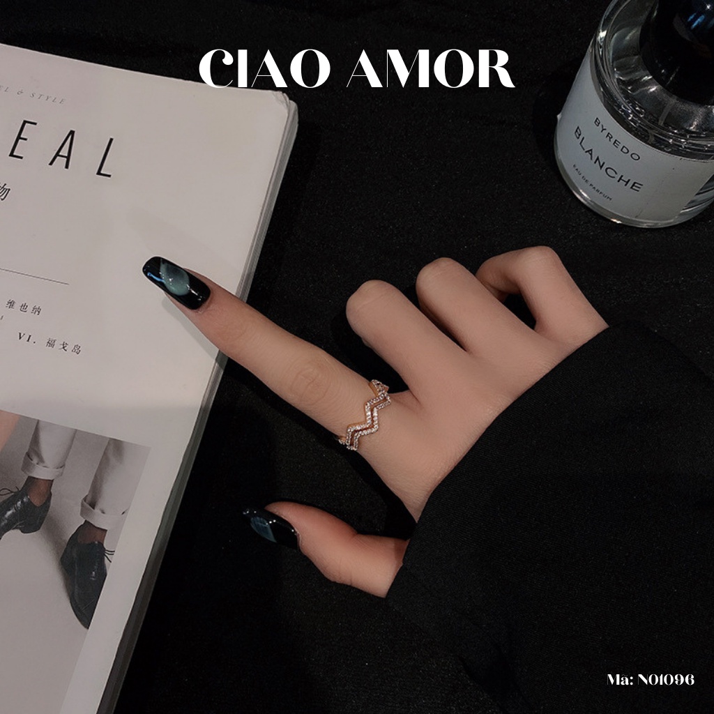 Nhẫn nữ đính đá gấp khúc sang trọng Trang sức Ciao Amor - N0196