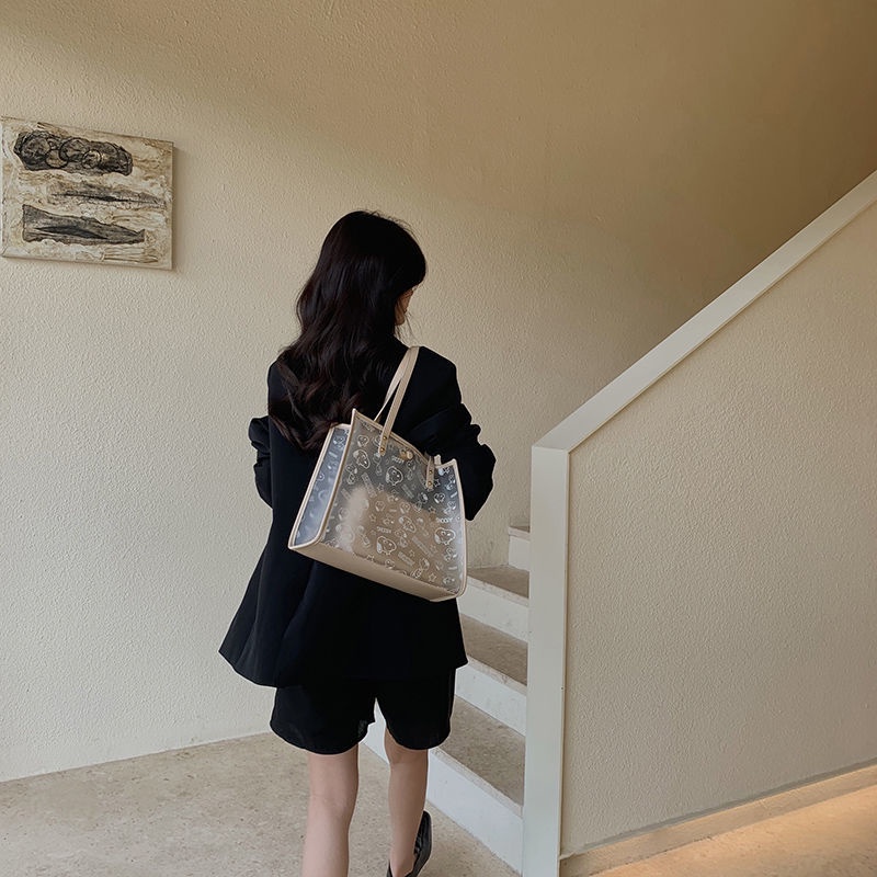 [Spot] General Brand Southwind Printed Tote Bag Transparent Jelly Tote Bag Large Capacity Shoulder Bag Large Bag