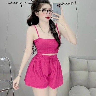 Sét bộ 2 dây ngang &amp; quần đùi ống rộng Cực xinh TV2
