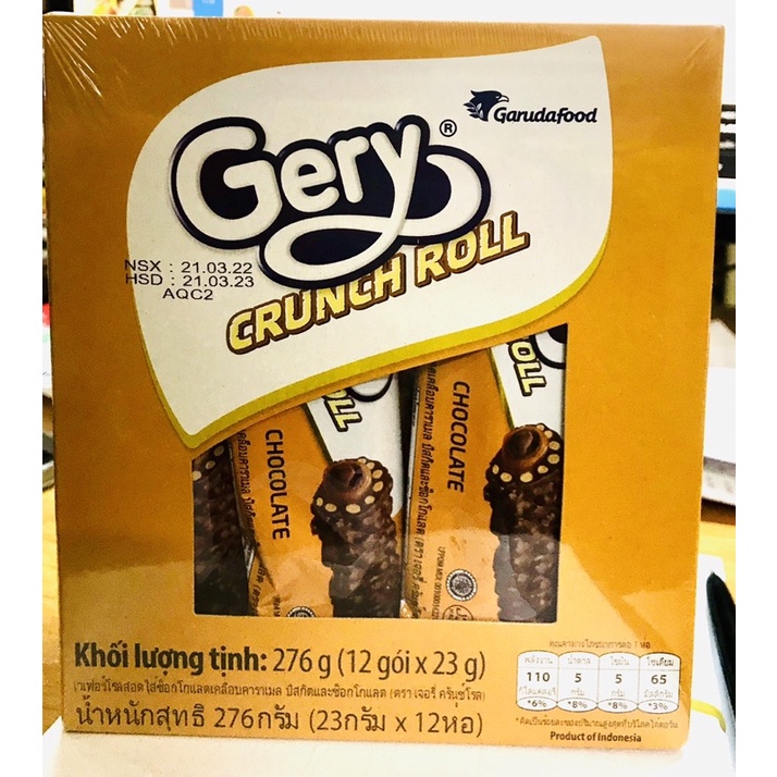 Bánh Cuộn Phủ Sô Cô La Gery Crunch Roll Chocolate 276g
