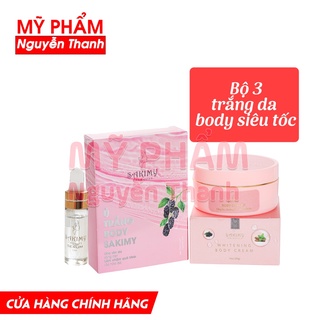 Kem body dưỡng siêu trắng da SAKIMY whitening body cream và ủ trắng SAKIMY (Hàng xịn)