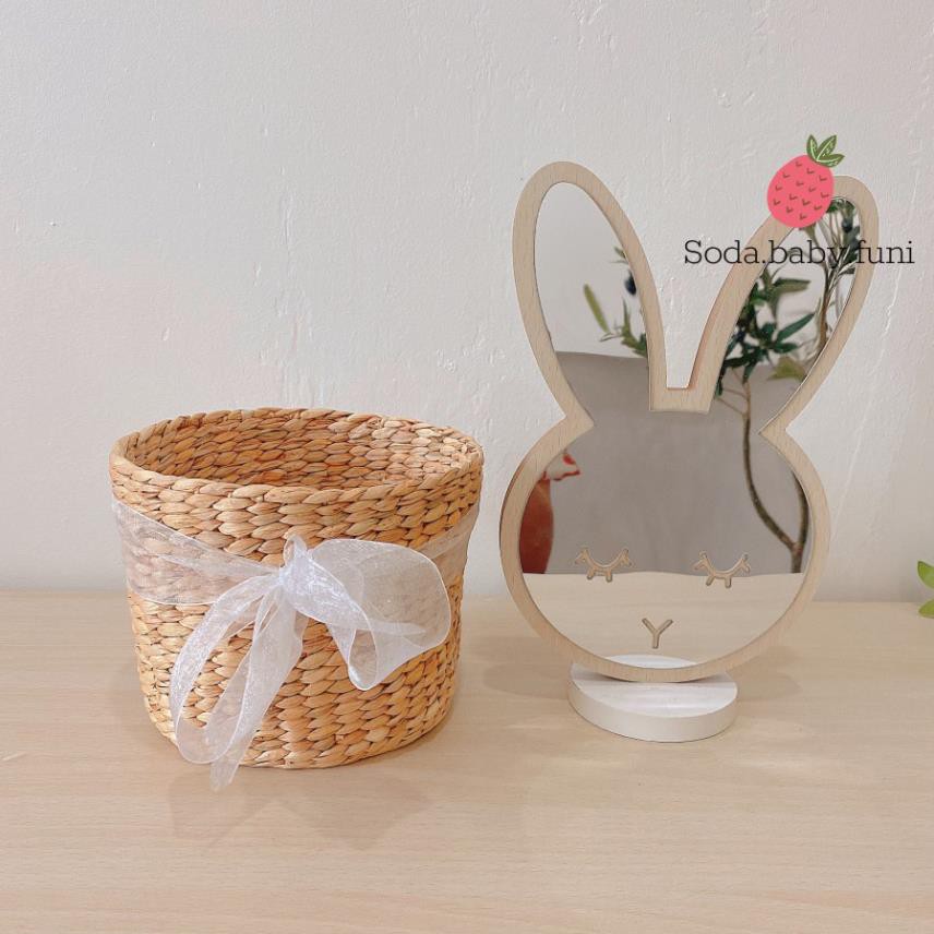 ..🍑 Sọt mây lục bình chữ nhật viền bombom màu hồng trắng xánh kích thước 16cm mã 001