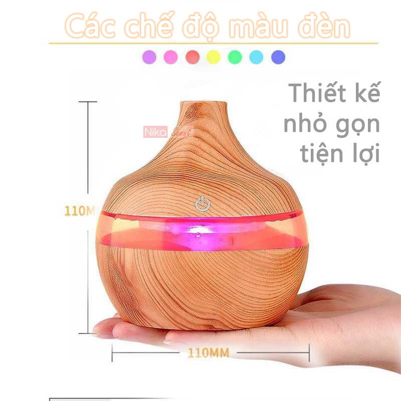 Nikascent Máy xông tinh dầu phòng ngủ công nghệ siêu âm (phun sương Nano, thơm phòng, tạo ẩm)