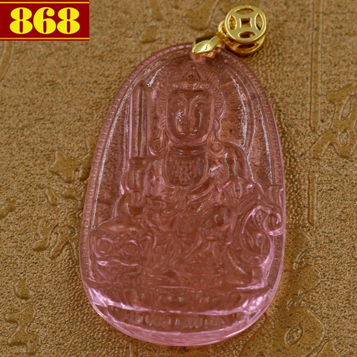 Mặt dây chuyền Phật bản mệnh Văn Thù Sư Lợi Bồ Tát hồng