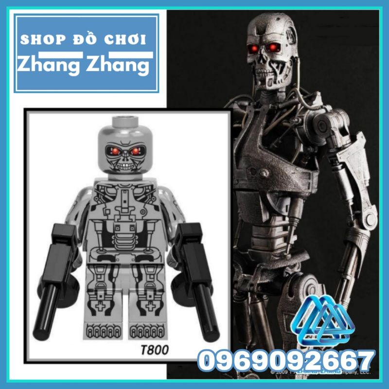 Xếp hình mô hình kẻ hủy diệt T800 Terminator mạ Crom siêu bóng ngầu Minifigures Pogo PG1257