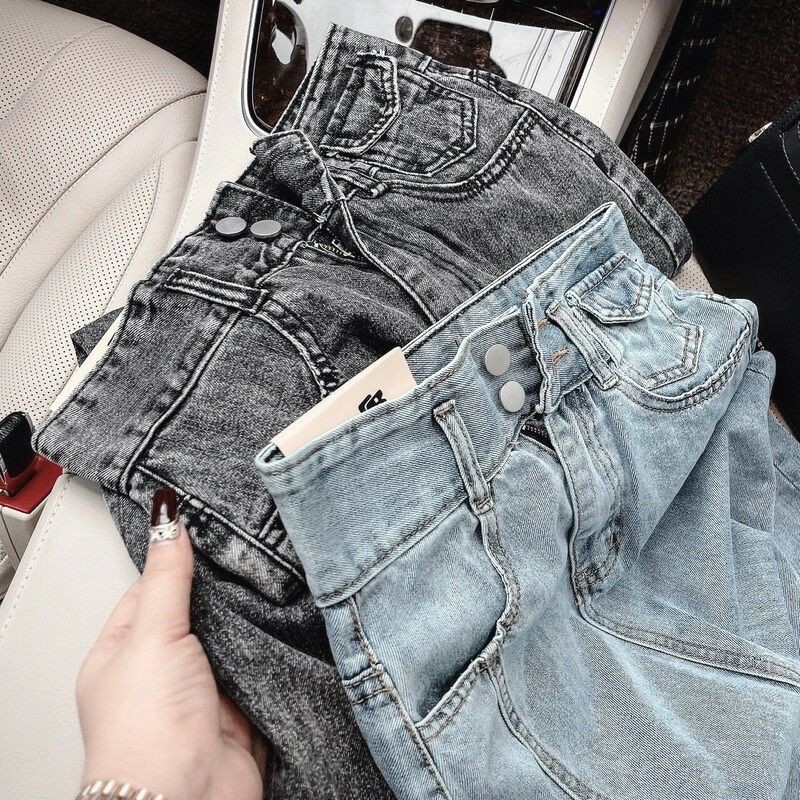 Chân váy bò dáng dài 2 khuy viền xẻ cạnh | BigBuy360 - bigbuy360.vn