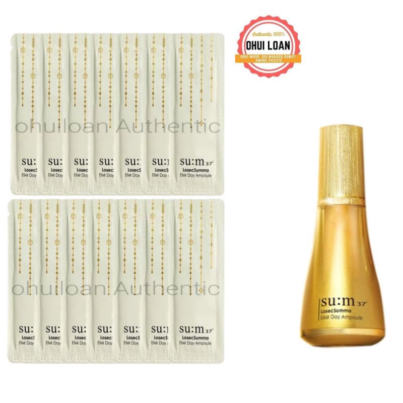 Combo 10 Gói Tinh Chất Vàng ban ngày phục hồi da tổn thương bảo vệ da Su:M37 Losec Summa Elixir Day Ampoule 1ml