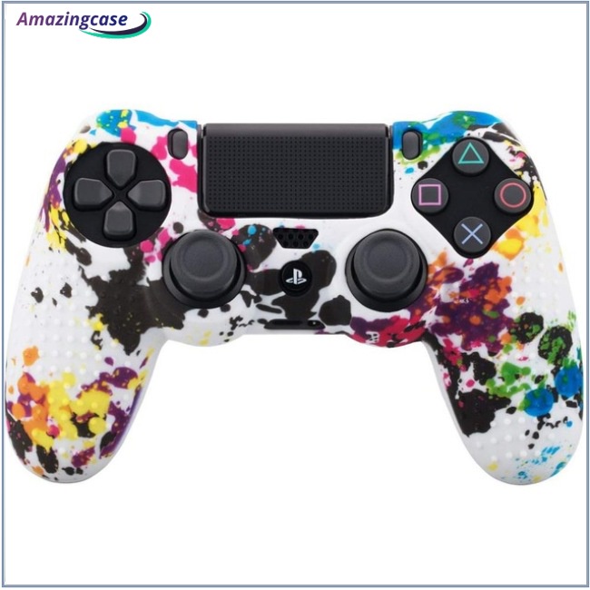 AI Camouflage Case Graffiti Studded Dots Silicone Rubber Gel Skin for Sony PS4 Slim/Pro Controller Cover Case for Dualshock4