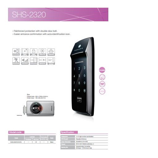 Khóa cửa điện tử không tay cầm SAMSUNG SHS-2320XMK/EN màn hình cảm ứng