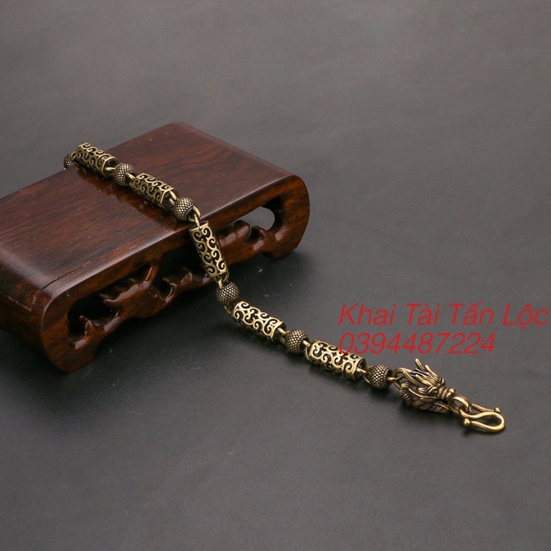 Lắc tay đầu rồng đốt trúc bằng đồng