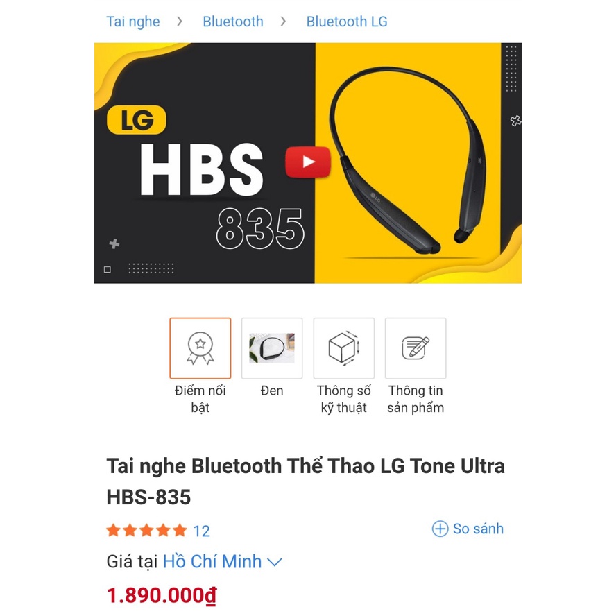 Tai nghe HBS835 LG mới 100%