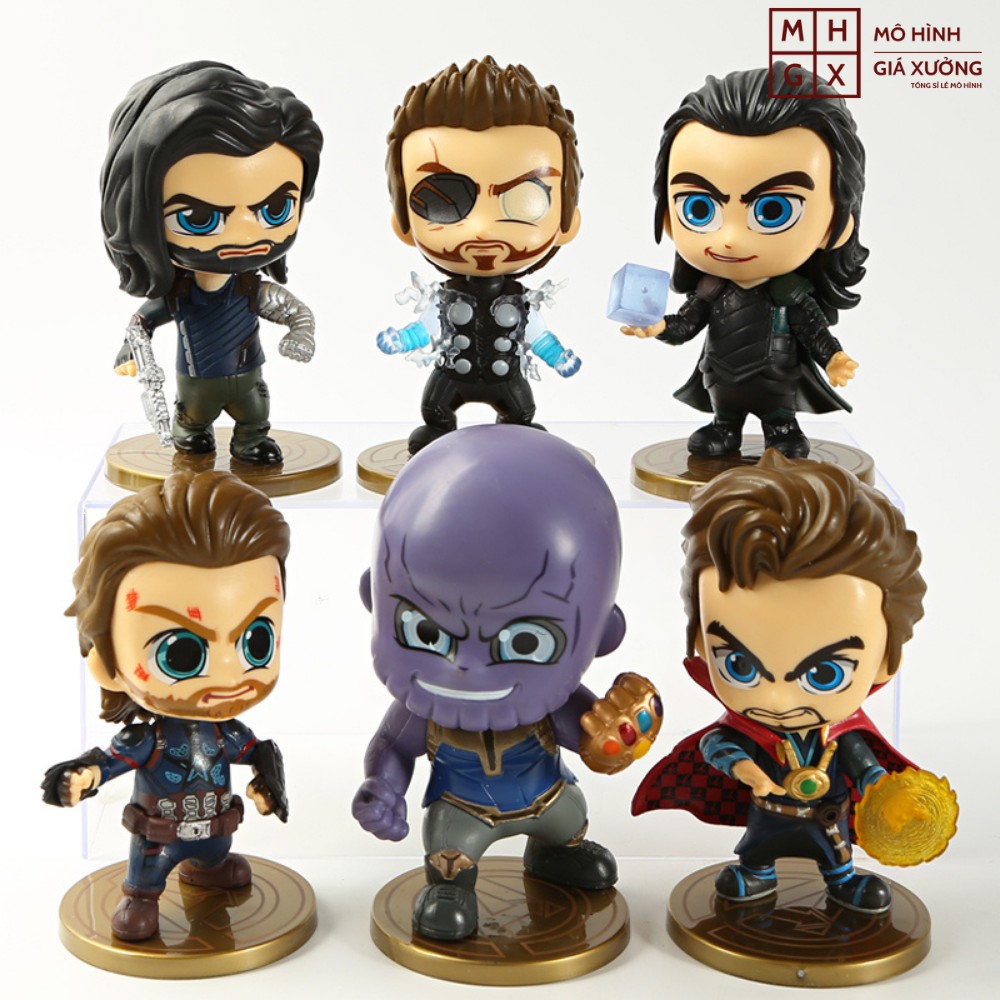 (Có Bán Lẻ) Mô Hình 6 Siêu Anh Hùng Marvel Avengers Cao 11cm Thanos DoctorStrange Thor Loki CaptainAmerica WinterSoldier