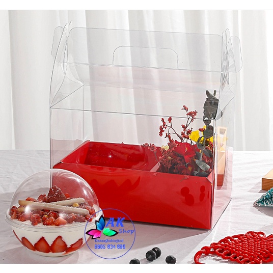 2112.130 SET 5 HỘP BÁNH MICA 2 NGĂN HOA + BÁNH