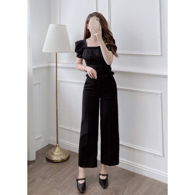 Quần Suông Vintex 💖𝑭𝑹𝑬𝑬𝑺𝑯𝑰𝑷💖Quần Culottes Quần Ống Suông Rộng Cạp Cao 2 Màu Đen Kem | BigBuy360 - bigbuy360.vn
