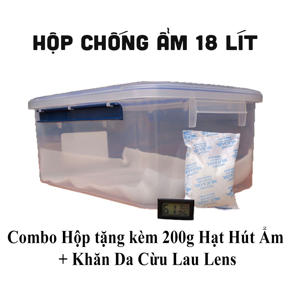 Combo hộp chống ẩm 18 Lít cho máy ảnh hàng Việt Nam siêu bền + kèm quà tặng