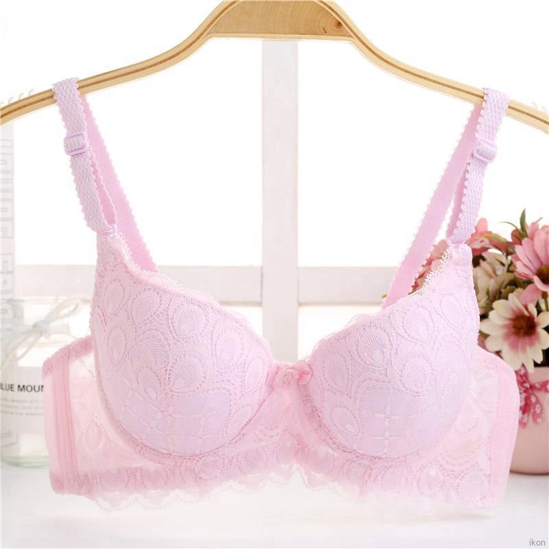 Áo Ngực Ren 3 / 4 Màu Trơn Có Gọng Cài Nơ