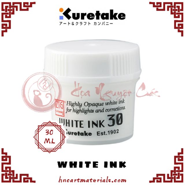 [Kuretake] Mực Trắng Manga Zig Cartoonist White Ink 30ml