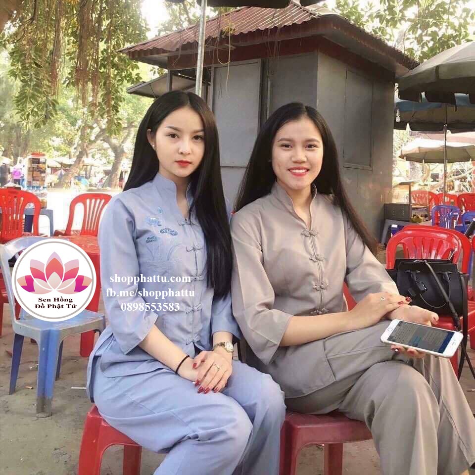 ⛔⛔Áo lam đi chùa thêu sen - Quần áo Phật tử shop Sen Hồng loại chuẩn mịn đẹp