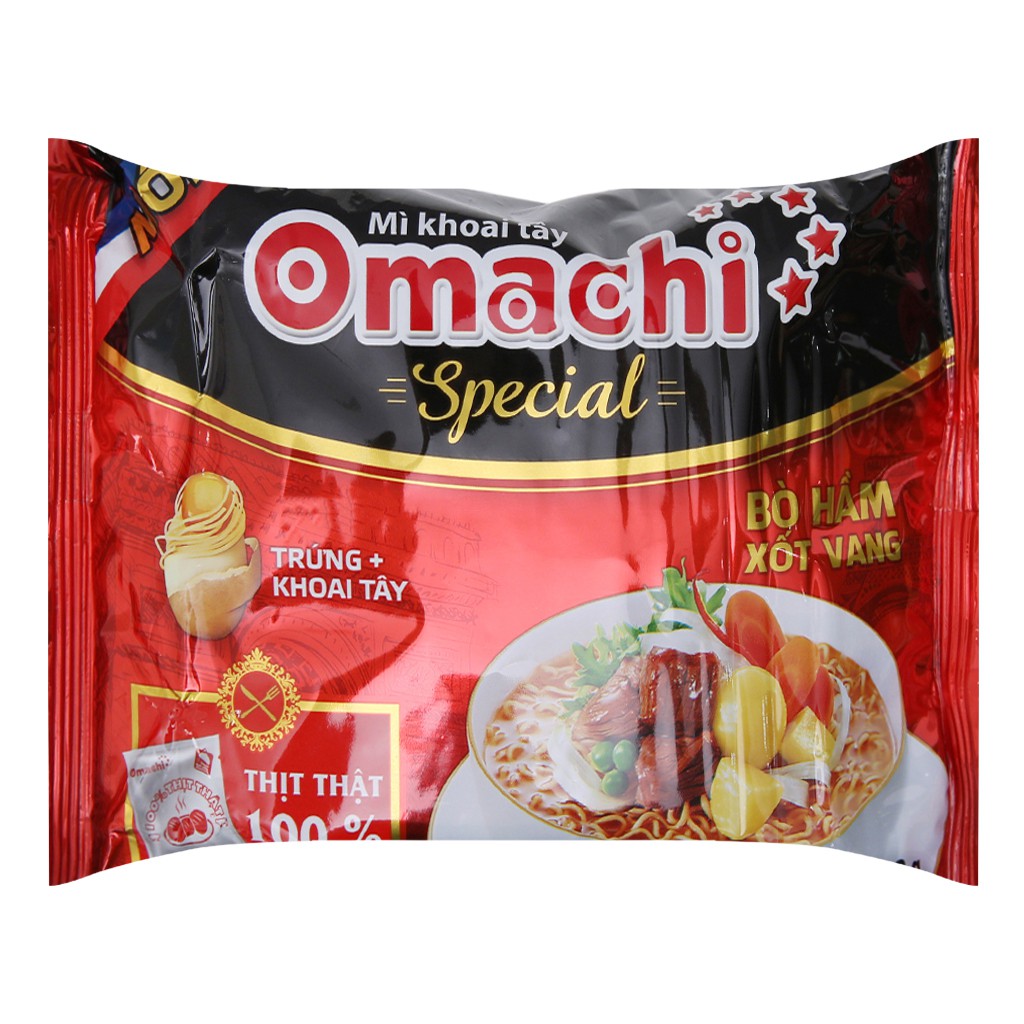 Mì Khoai Tây Omachi Special Bò Hầm Xốt Vang Thùng 30 Gói x 92 g/gói