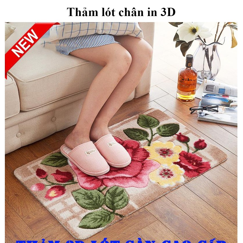 Thảm chùi chân cao cấp hoạ tiết hoa 3D 40x60cm (Giao mẫu ngẫu nhiên)