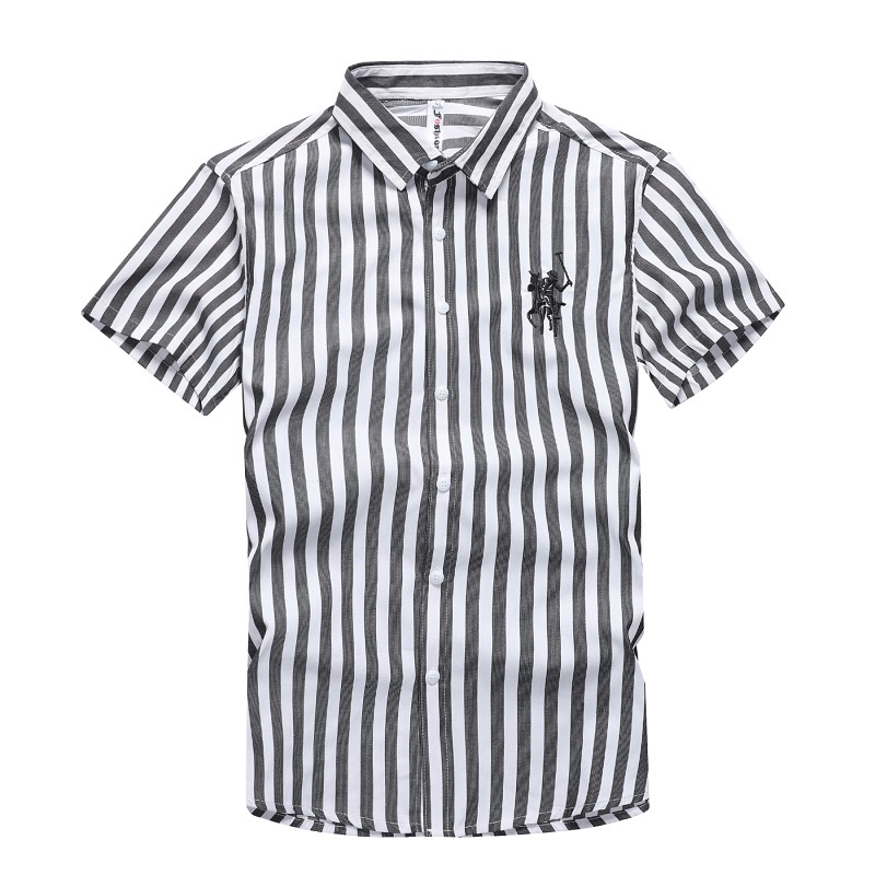 Áo Sơ Mi Cotton Tay Ngắn Dáng Ôm Thêu Họa Tiết Kẻ Sọc Thời Trang Mùa Hè Hàn Quốc Cho Nam 2022