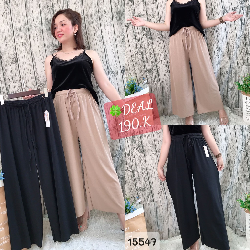 SALE Quần culottes BIGSIZE ống suông lưng thun 15547