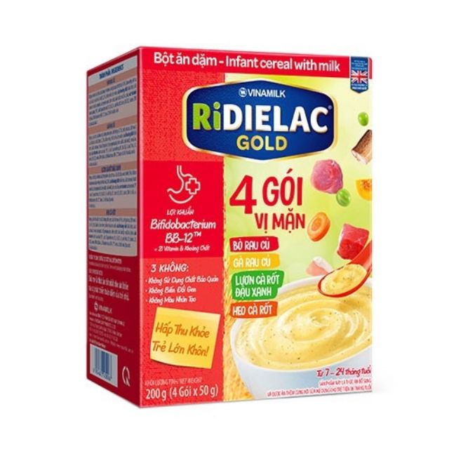 Bột ăn dặm RIDIELAC GOLD 4 Vị Mặn - Hộp giấy 200g