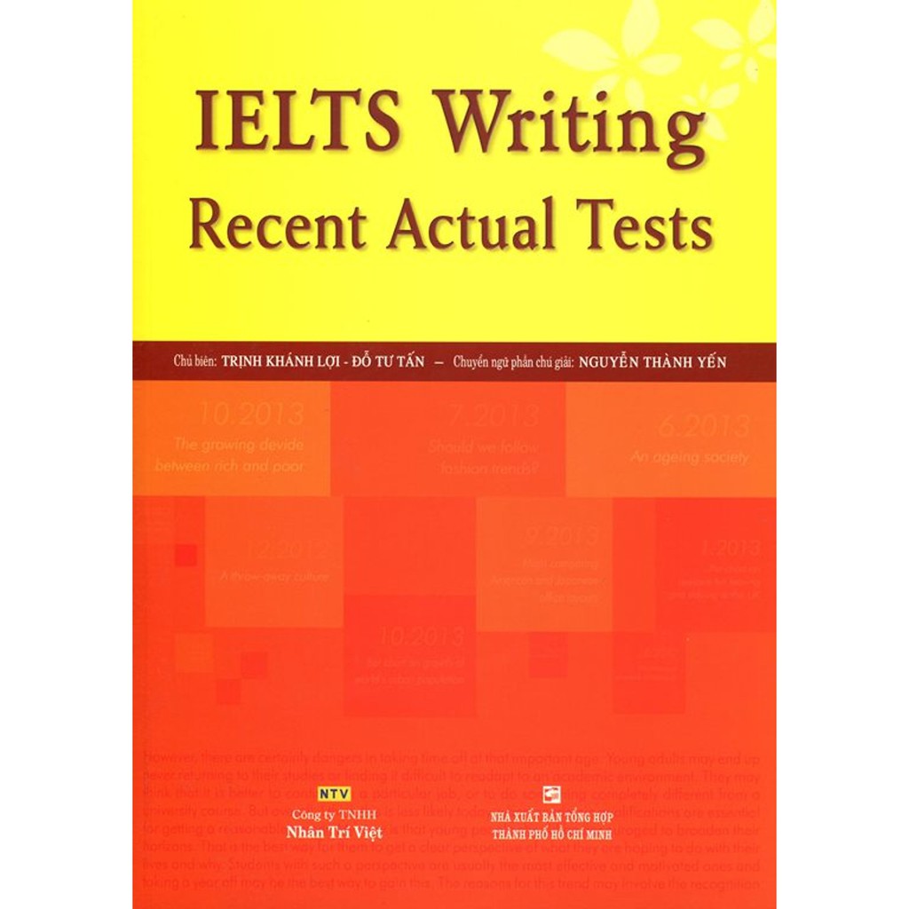 Sách - IELTS Writing Recent Actual Tests (Không CD) - NTV
