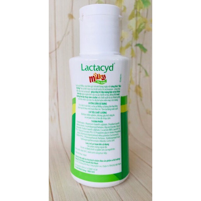 Sữa tắm gội trị rôm sảy cho bé Lactacyd milky 60ml