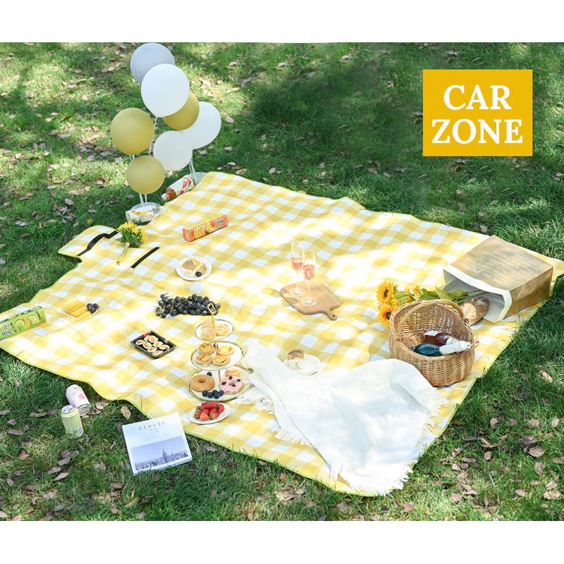 Thảm Trải Picnic, Thảm Dã Ngoại Họa Tiết Caro Gấp Gọn, Chống Thấm