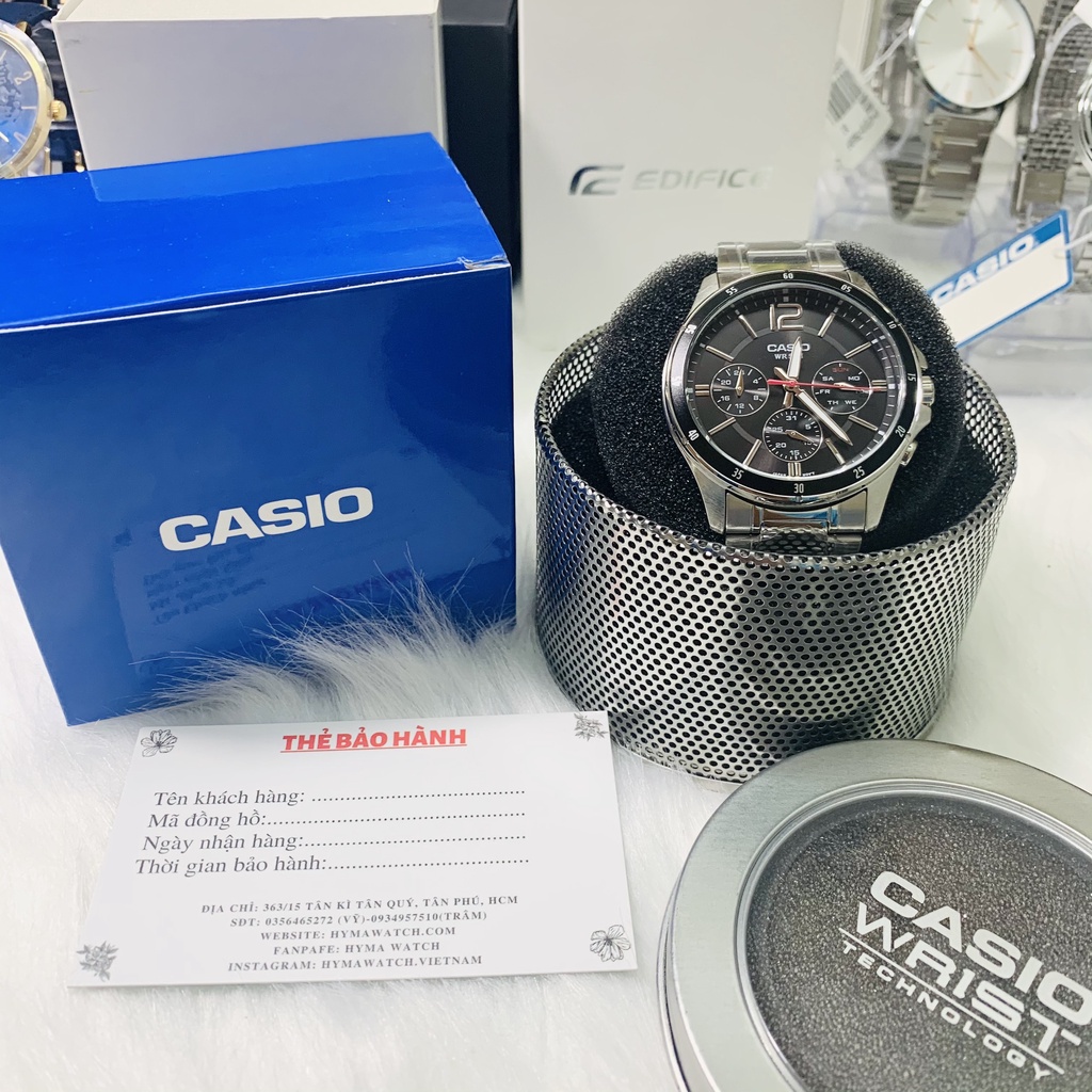 Hộp đựng đồng hồ Casio WRIST Technology chính hãng chất liệu thiếc sáng bóng cao cấp